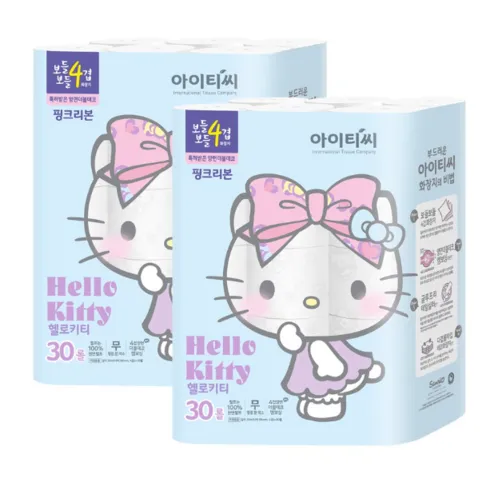 다시는 없을 가격 헬로키티 4겹 핑크리본 화장지 24롤x3팩(72롤 자세한 사용 후 리뷰