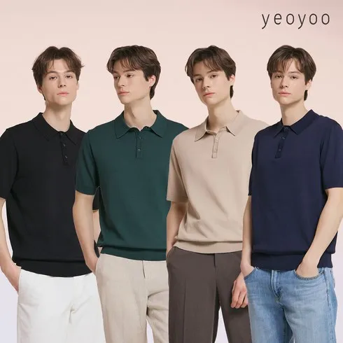 생방송에서 소개한  여유  남성 반팔  카라 니트4종(24SS 합리적 가격 베스트8 상품